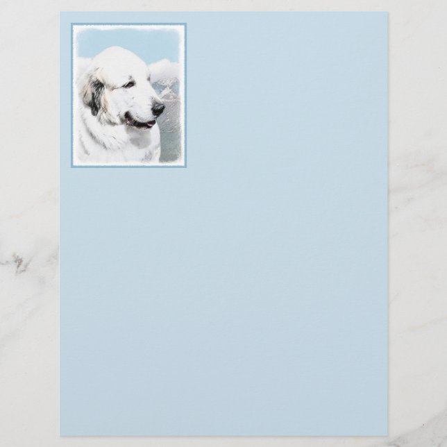 Underbar Pyrenémålning - Original Hund Art (Framsida)