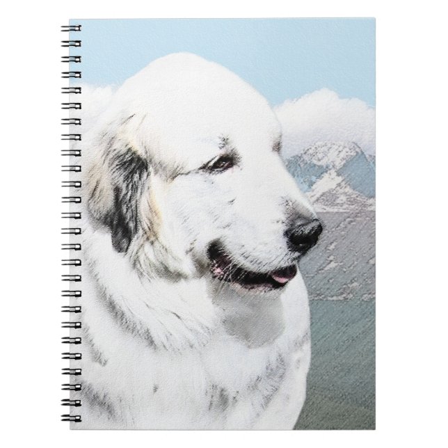 Underbar Pyrenémålning - Original Hund Art Anteckningsbok (Framsidan)