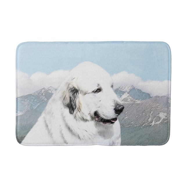 Underbar Pyrenémålning - Original Hund Art Badrumsmatta (Framsidan)