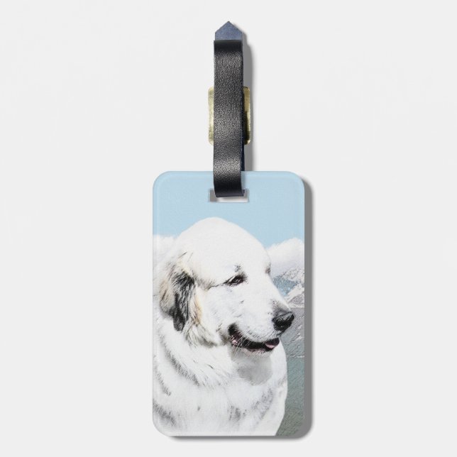 Underbar Pyrenémålning - Original Hund Art Bagagebricka (Baksidan Lodrät)