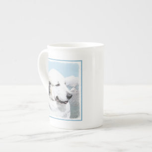 Underbar Pyrenémålning - Original Hund Art Benporslin Mugg