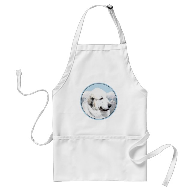 Underbar Pyrenémålning - Original Hund Art Förkläde (Framsidan)