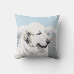 Underbar Pyrenémålning - Original Hund Art Kudde