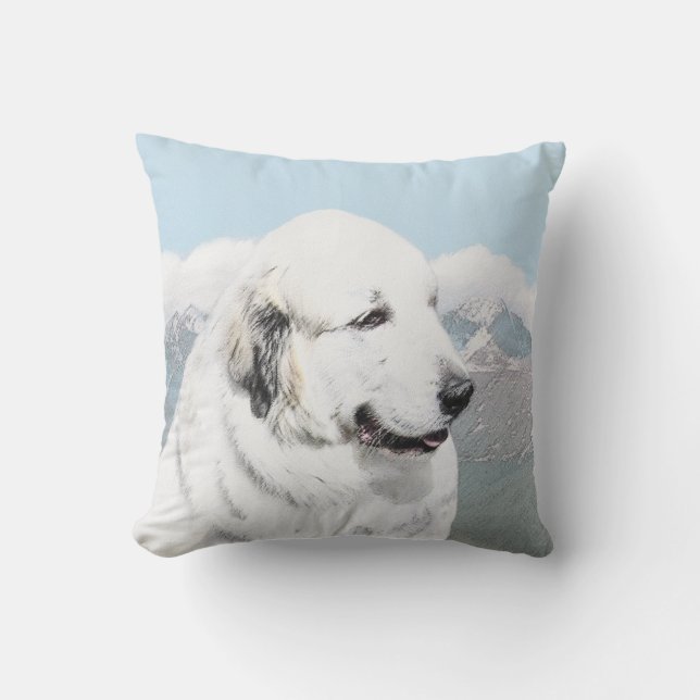 Underbar Pyrenémålning - Original Hund Art Kudde (Framsida)