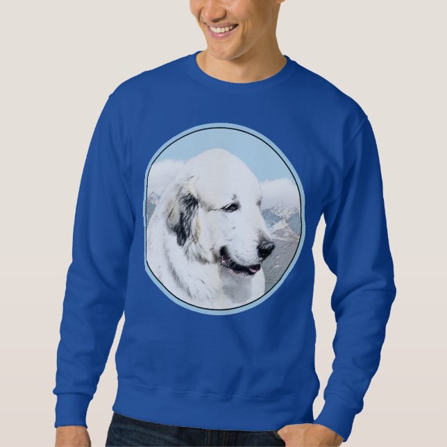 Underbar Pyrenémålning - Original Hund Art Lång Ärmad Tröja (Framsida)