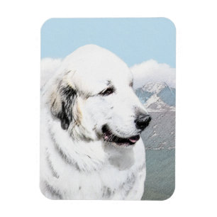 Underbar Pyrenémålning - Original Hund Art Magnet