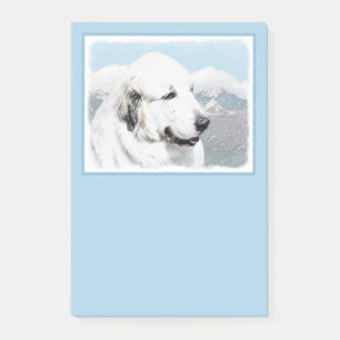 Underbar Pyrenémålning - Original Hund Art Post-it Block