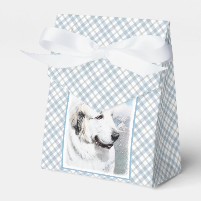 Underbar Pyrenémålning - Original Hund Art Presentaskar (Framsidan Sidan)