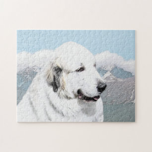 Underbar Pyrenémålning - Original Hund Art Pussel