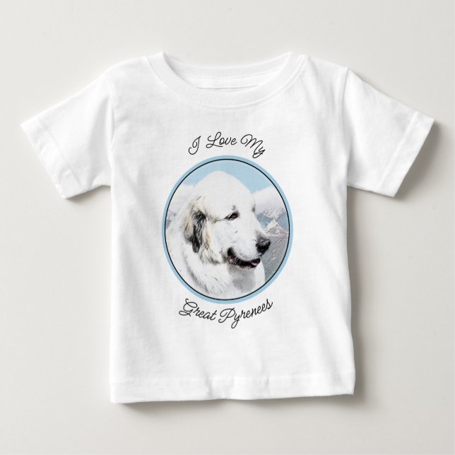 Underbar Pyrenémålning - Original Hund Art T Shirt (Framsida)