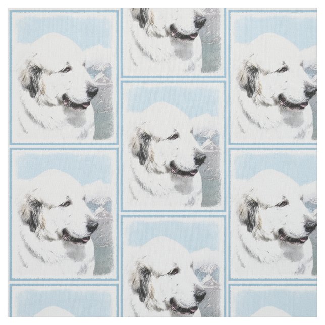 Underbar Pyrenémålning - Original Hund Art Tyg (Provkarta)