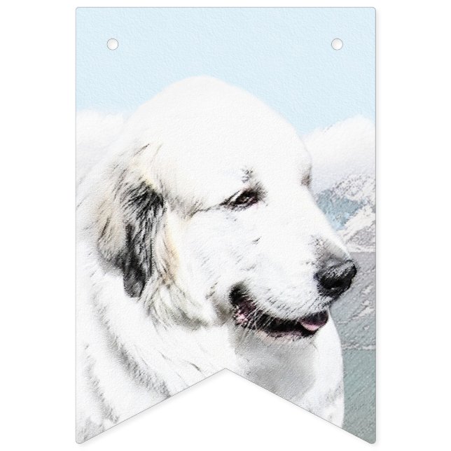 Underbar Pyrenémålning - Original Hund Art Vimplar (Första flaggan)