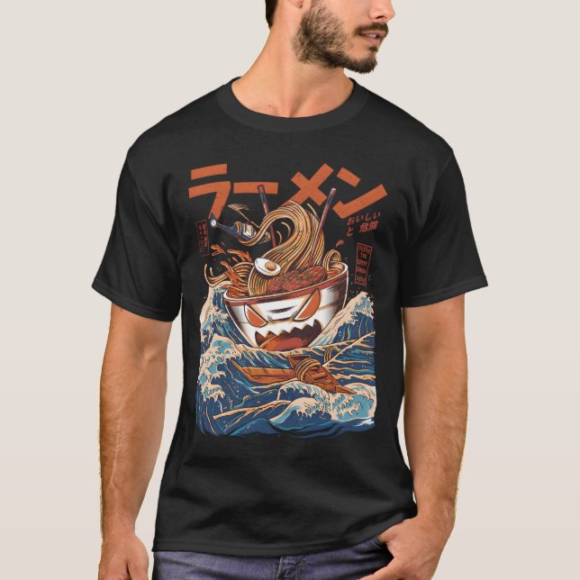 Underbar Ramen av Kanagawa Black T Shirt (Framsida)