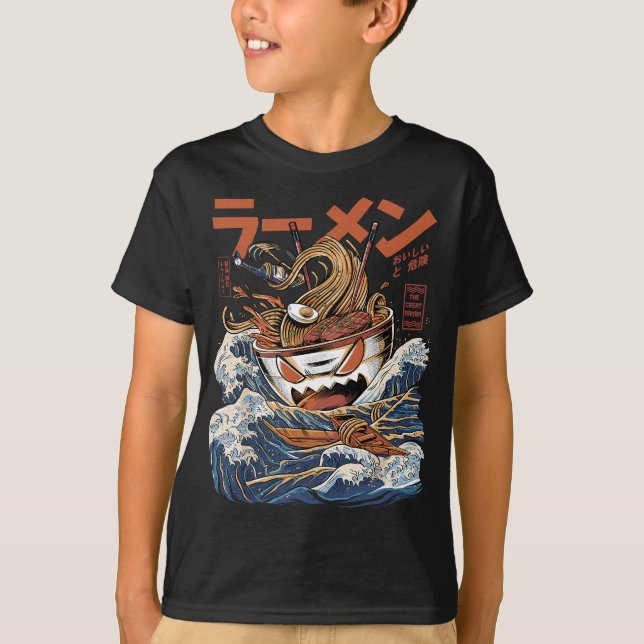Underbar Ramen av Kanagawa Japanska Food Kaiju Kaw T Shirt (Framsida)