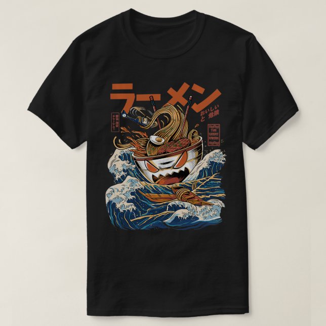 Underbar Ramen av Kanagawa Japanska Food Kaiju Kaw T Shirt (Design framsida)