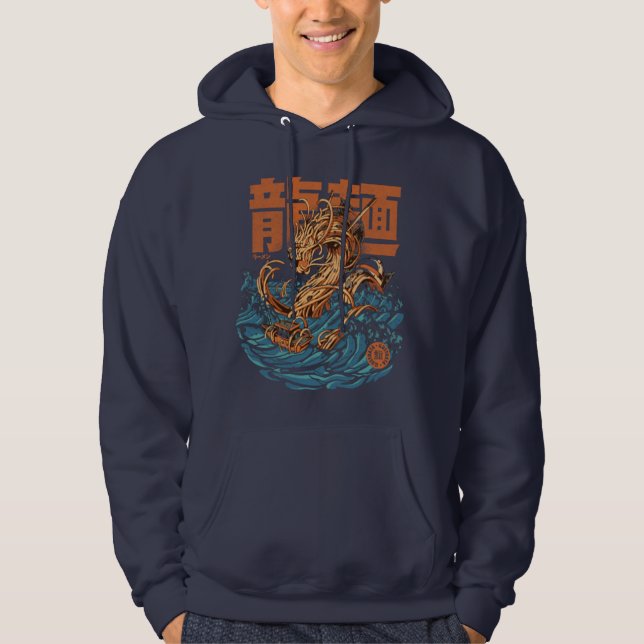 Underbar Ramen Dragon utanför Kanagawa Hoodie (Framsida)