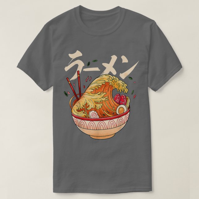 Underbar Ramen Wave of Kanagawa - Japanska Noodles T Shirt (Design framsida)