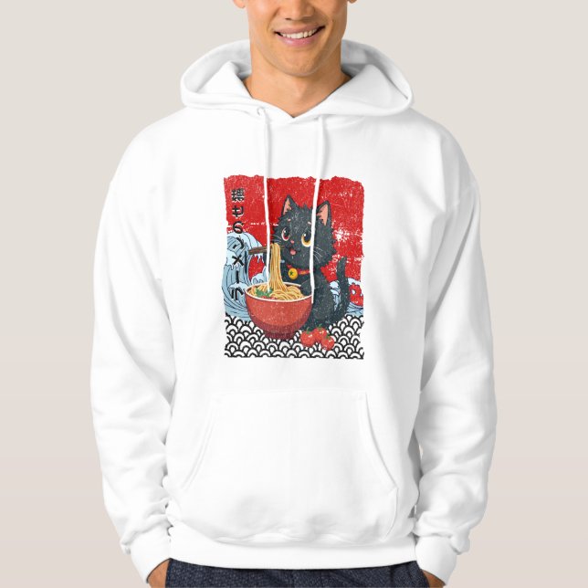 Underbar ramenmani för svarta katter! hoodie (Framsida)