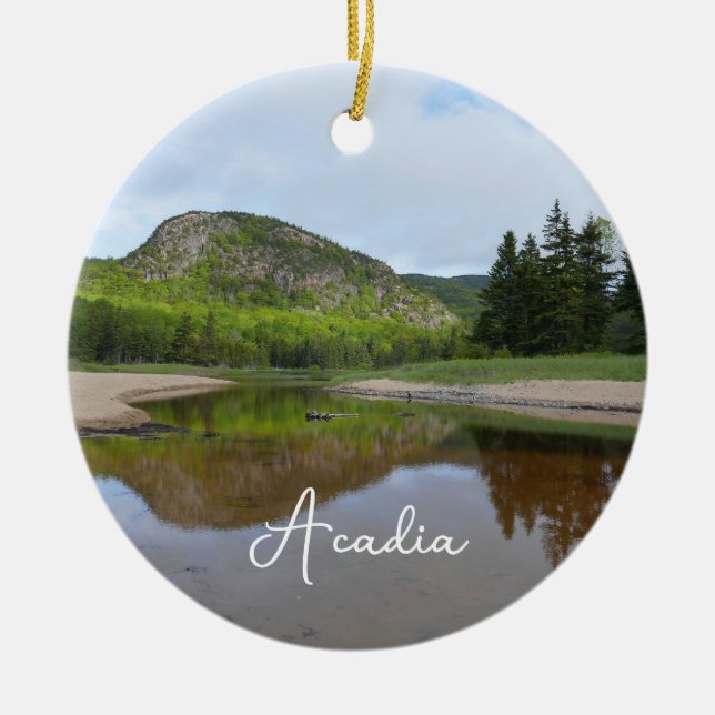 Underbar reflektion över huvudet vid sandstranden julgransprydnad keramik (Framsidan)