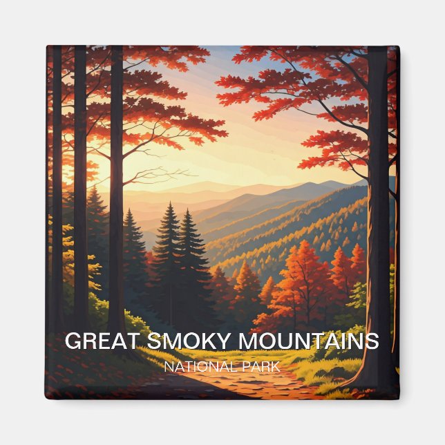 Underbar Rökig Mountains nationalpark Magnet (Framsidan)