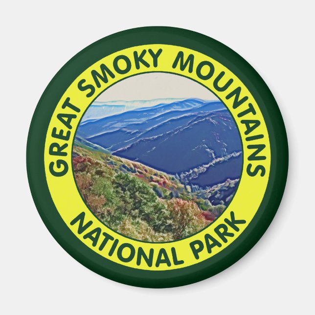 Underbar Rökig Mountains nationalpark Magnet (Framsidan)