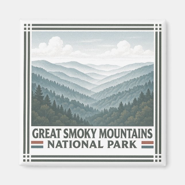 Underbar Rökig Mountains nationalpark Magnet (Framsidan)