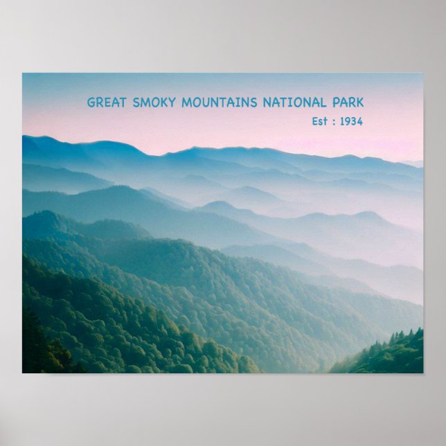 Underbar Rökig Mountains nationalpark Poster (Framsidan)