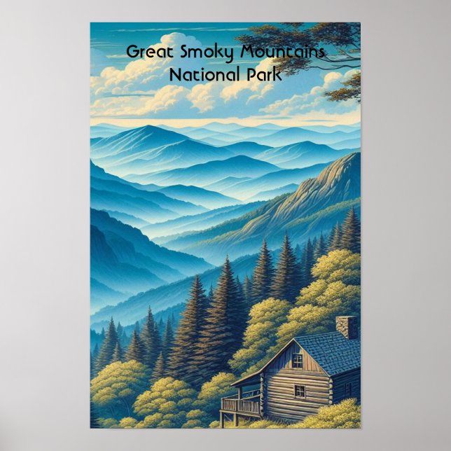 Underbar Rökig Mountains nationalpark Poster (Framsidan)