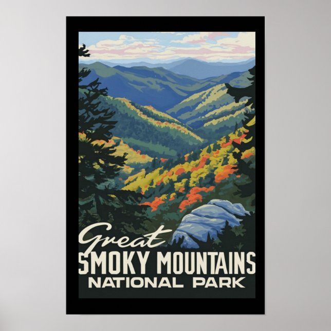 Underbar Rökig Mountains nationalpark Poster (Framsidan)