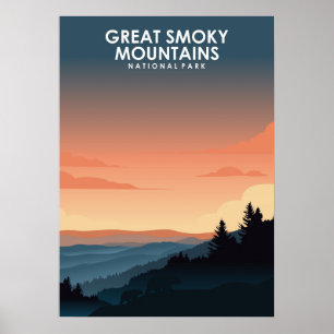 Underbar Rökig Mountains nationalpark Travel Poste Poster
