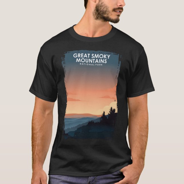 Underbar Rökig Mountains nationalpark Travel Poste T Shirt (Framsida)