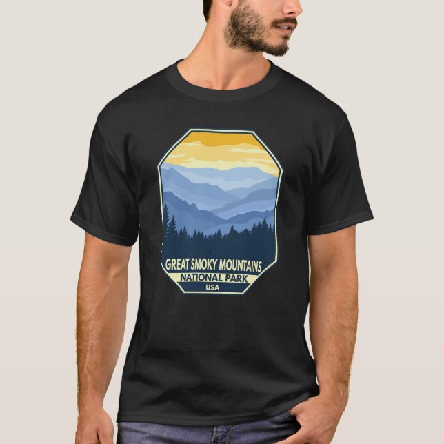 Underbar Rökig nationalpark - minsta retro T Shirt (Framsida)