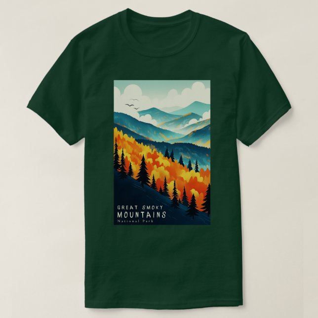 Underbar Rökiga bergs nationalparksreseaffisch T Shirt (Design framsida)