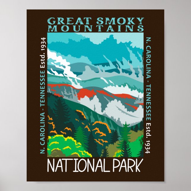 Underbar Rökky Mountains nationalpark Distress Poster (Framsidan)