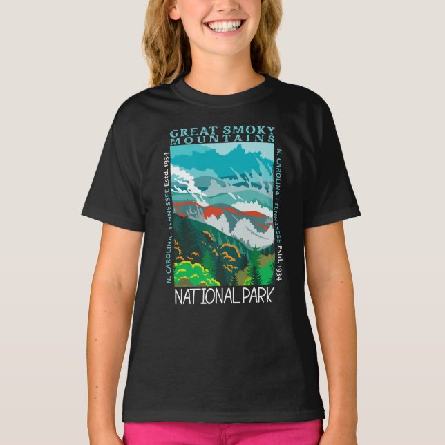 Underbar Rökky Mountains nationalpark Distress T Shirt (Framsida)