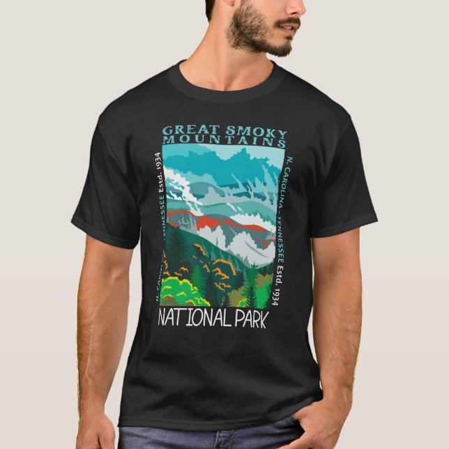 Underbar Rökky Mountains nationalpark Distress T Shirt (Framsida)