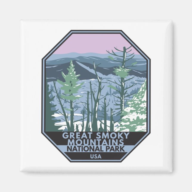 Underbar Rökky Mountains nationalpark Retro Magnet (Framsidan)