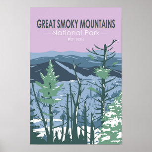 Underbar Rökky Mountains nationalpark Retro Poster