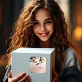 Underbar rosa beige oljerosa bröllopsfest fyrkantigt klistermärke
