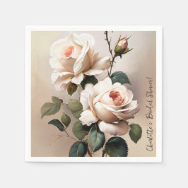 Underbar rosa beige oljerose bröllopsfest firande pappersservett