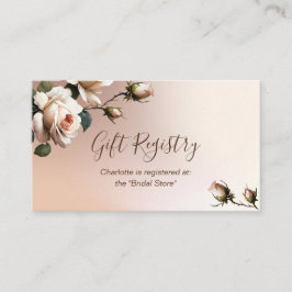 Underbar rosa beige ros bröllopsdusch presentregis tilläggskort