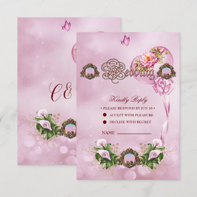 underbar rosa Callas Lily OSA Kort (Fram/baksida)