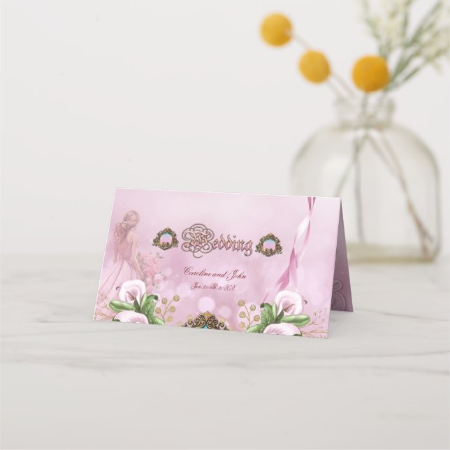 underbar rosa Callas Lily Placeringskort (Baksida)