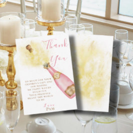 Underbar rosa Champagne Bubbly Brunch Födelsedagsf Tack Kort