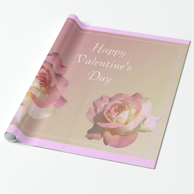 underbar rosa ros-blommor, glad valentindag presentpapper (Utrullad)