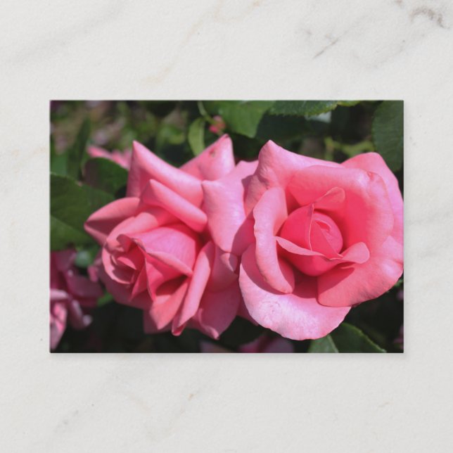 underbar rosa ros-blommor professionell visitkort (Framsida)