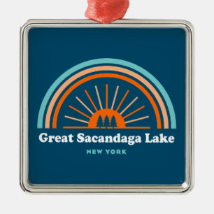 Underbar Sacandaga Sjö New York Rainbow Julgransprydnad Metall