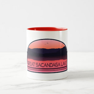 Underbar Sacandaga Sjö New York Red Sunrise Två-Tonad Mugg