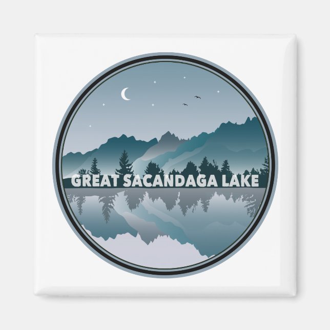 Underbar Sacandaga Sjö New York-reflektion Magnet (Framsidan)