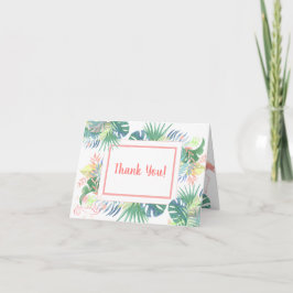 Underbar saga för två flamingo tropiska blommor tack kort